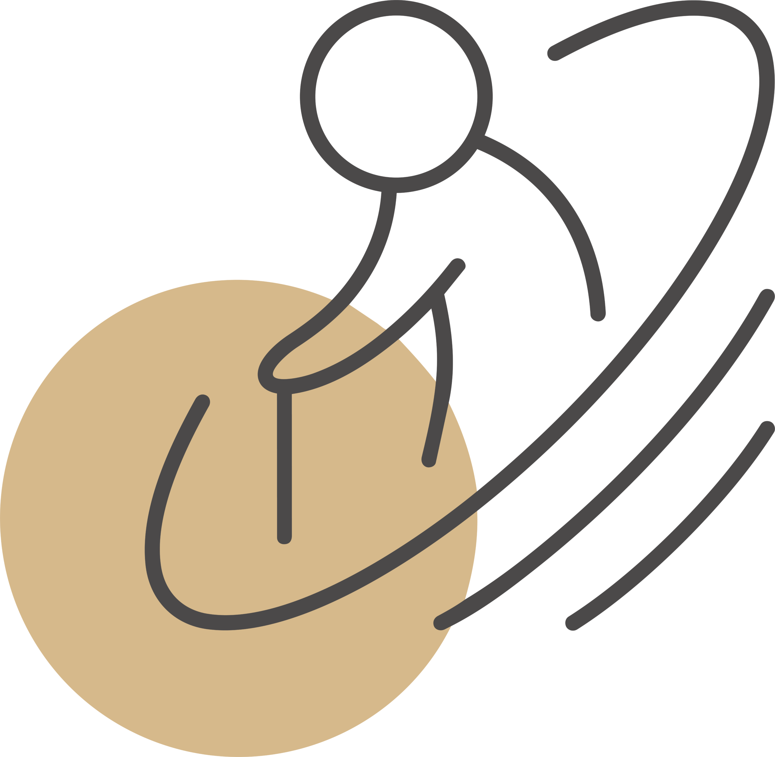 Goldener Kreis mit einem Icon von einer Person mit Gehstock.