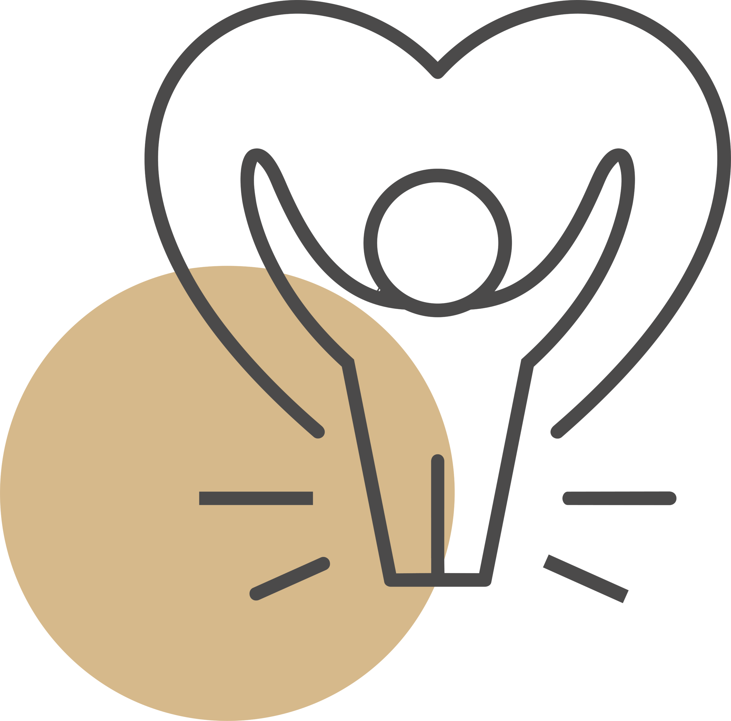 Goldener Kreis mit einem Icon von einer Person und einem Herz.