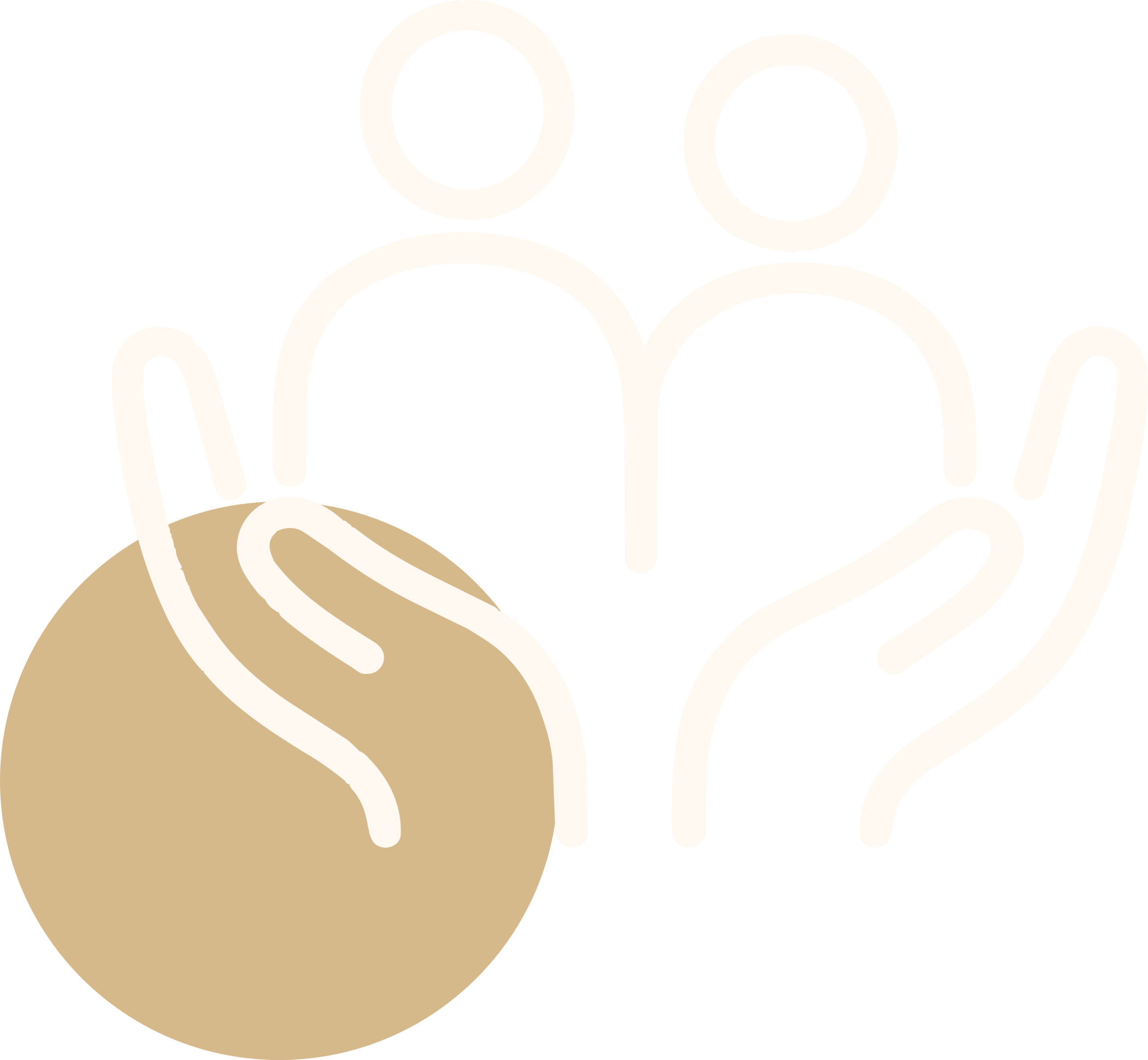 Goldener Kreis mit einem Icon von zwei Händen, darauf zwei Personen.