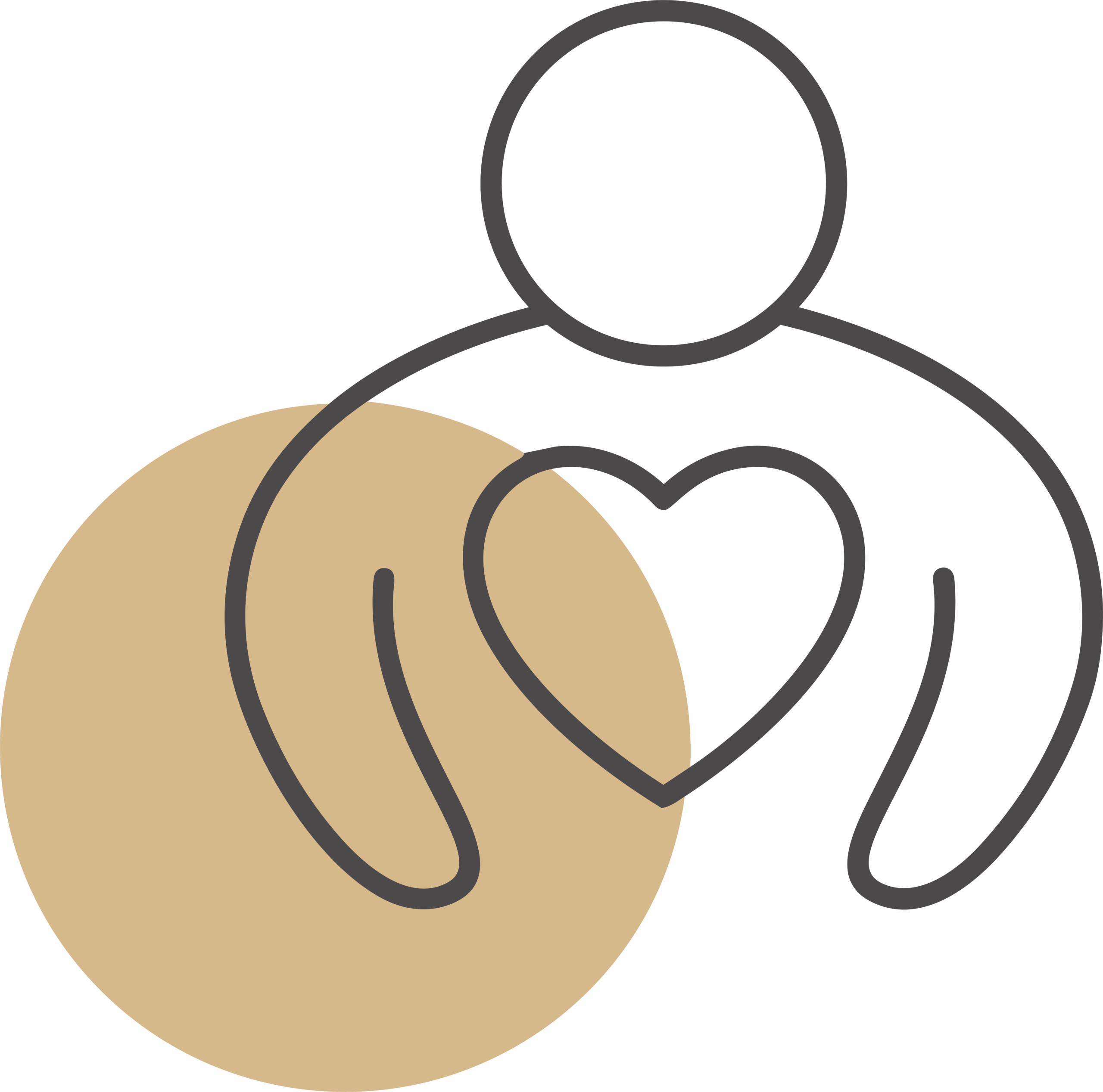 Goldener Kreis mit einem Icon von einer Person und einem Herz.