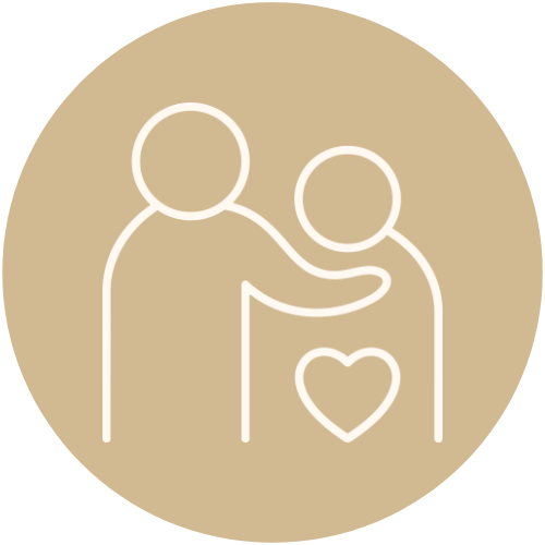 Goldener Kreis mit einem Icon von zwei Personen und einem Herz.