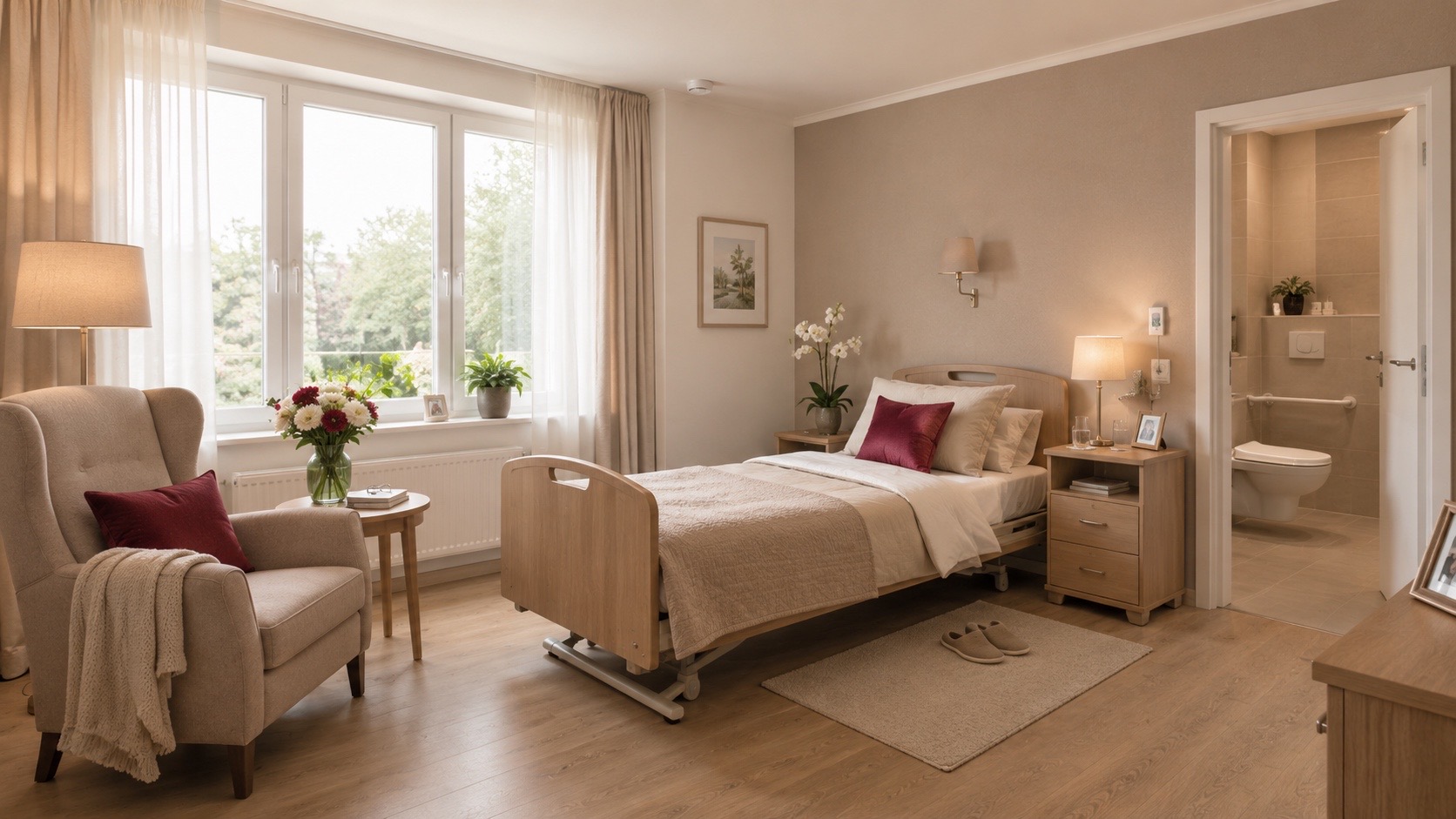 Beispielhaftes Zimmer in der Seniorenresidenz in Karlsruhe.